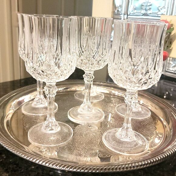 Cristal d'arques Fine Lead Crystal SIX (6) Longchamp 25cl Wine Glasses VTG Excel - Picture 1 of 14